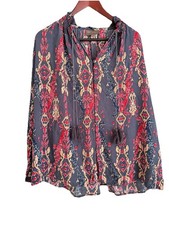 Bel Kazan Anthropologie Bottom Down Blouse Geometric Boho Tassels | Small picture