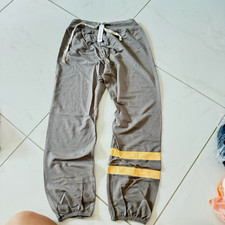 Sundry Women's Gray Yellow Striped Jogger Pants Drawstring Regular picture