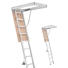 Uimoso Aluminum Folding Attic Ladder for Loft, Adjustable Height 9.8'-10.3' picture