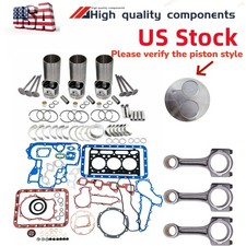 Overhaul Rebuild Kit+3pcs connecting rod for Kubota D1803 D1803MDI Engine US picture