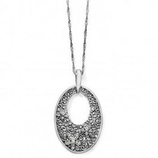 NWTag Brighton BARONESS FIORI Oval Pendant Necklace Crystal Flowers  MSRP $58 picture