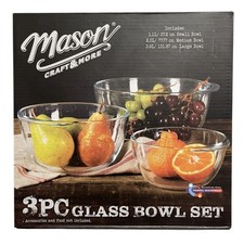 NEW Mason Craft and More 3 Piece Glass Mixing Bowl Sets (new in a box) picture