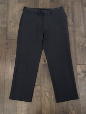 Haggar Classic Mens Flat Front Dress Pants 36X30 Dark Grey Expandable Waist picture