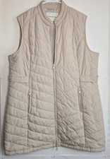 Coldwater Creek Womens XL Beige Quilted Longline Puffer Vest Zip Front 17515 picture