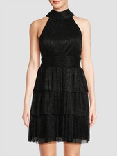 Lilly Pulitzer Wyn Halter Dress Noir Metallic Knit Crinkle Size 14 NWT picture