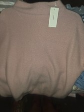 Vince Women Sweater M Pink Mock Neck Long Sleeve Pullover 100% Cashmere Warmer picture