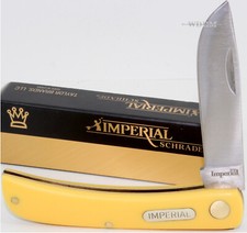 Imperial Schrade Old Timer Smooth Yellow Delrin Sod Buster Pocket Knife Jr IMP22 picture