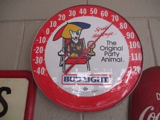 Bud Light Beer The Original Party Animal Spud Mackenzie glass faced Thermometer picture