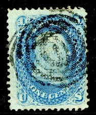USA 1868 Franklin 1¢ Pale Blue Scott #92a VFU Q880 picture