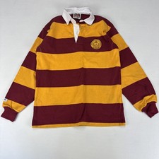 Vintage BARBARIAN Rugby Jersey Mens S Maroon Yellow Block Stripe Logo Canada picture