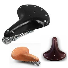 Vintage Classic Genuine LEATHER Retro Fit All Bicycle Cycling Springs Bike Seat picture