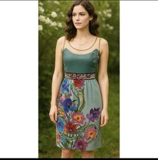 Anthropologie Floreat Manor House Dress embroidered waist floral size 4 picture
