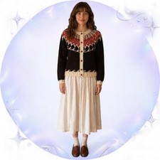 Vintage 70s Midnight Blues Hand-Knit Fair Isle Cardigan picture
