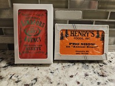 Vintage MN Playing Cards NOS Lot of 2 Decks Henry's Candy and Lindfors Ins Ad. picture
