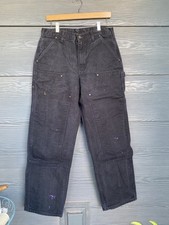VTG Carhartt Double Knee Canvas Pants B136 BLK Loose Fit Distressed Size 32x32 picture