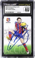 Andres Iniesta FC Barcelona Signed 2004-05 Panini Megacracks #60 CGC 10/10 Card picture
