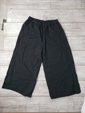 Cynthia Ashby Wide Leg Pants Womens L Black Elastic Waist NWT picture