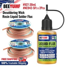 30ml/1oz BEEYUIHF 927 Rosin No Clean Liquid Solder Flux, 2PCS Solder Wick Braid picture