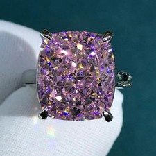 8.00 Ct Cushion Cut Natural Pink Sapphire Diamond Wedding Ring 14K White Gold picture