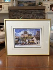 Vintage Inge Claussen “Ville de Quebec” Signed Print Matted Gold Frame, 11 X 14 picture