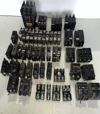 Lot Of 44 Circuit Breakers assorted  Single Double 3 Pole 20 30 -100Amp Lot 125 picture