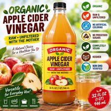 Bragg Organic Apple Cider Vinegar with The Mother, Raw and Unfiltered, 32 fl oz picture