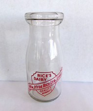 Vintage Wm. Hyde Rice LTD. Lihue Hawaii 1/2 Pint Milk Bottle Rice's Dairy picture
