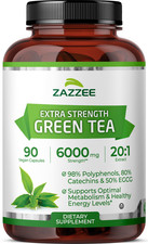 Zazzee Green Tea 20:1 Extract 6000 mg Strength 50% EGCG 90 Vegan Capsules Kosher picture