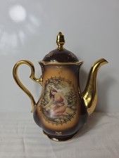 VTG Bohemia Czechoslovakia Gold Coffee Tea Pot Czech Hand Painted  picture