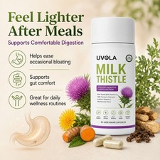 Uvola Milk Thistle Supplement, 80% Silymarin Liver Support Formula, 90 Capsules picture