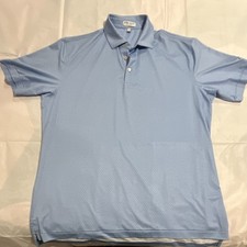 Peter Millar Summer Comfort Polo Men’s L Blue Geometric Short Sleeve Logo picture