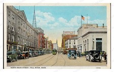 Fall River Massachusetts 1920s North Main Street Automobiles Standard Postcard picture