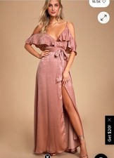 NWT Lulus Maxi Dress Extra Small XS Mauve Long Gown Maxi Wrap Formal Prom Party picture