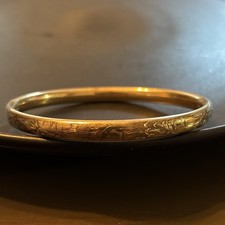 9ct Lined Gold Bangle Bracelet, 9ct Gold Lined Hinged Bangle picture