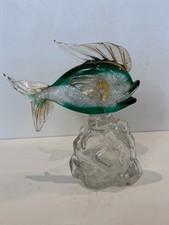 Vintage Murano Girolamo Luxardo Green Art Glass Fish Decanter Italy 10.25