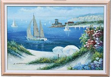 D. Gardner Framed Maritime Seascape Painting, Oil on Canvas, Signed picture