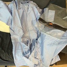 Vintage Pajama Set Blue Stripped With No Tags Soft Unused  picture