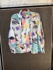 VINTAGE Shirt Womens Abstract Pastel George Yazbek Gordon Peters 80’s See Descri picture