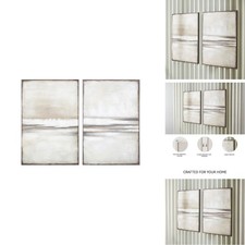 Signature Design by Ashley Large Neutral Abstract Wall Art Set of 2 picture
