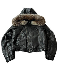 CROPPED VTG JAPANESE HEDI SLIMANE TYPE SHEEPSKIN LUXURY FUR/LEATHER JACKET Y2K picture