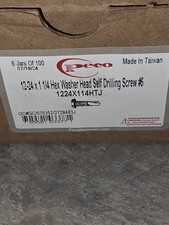(x600) Peco Fasteners 1224X114HTJ Self Drilling Screw #12 1-1/4 in Hex Washer picture