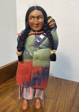 Vintage Skookum Bully Good Indian Squaw Doll with Papoose ~11”  VGC picture