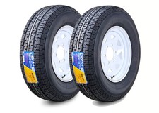 2 WINDA Trailer Tire Assembly ST225/75R15 10-Ply White Spoke Rim 6 Lug on 5.5