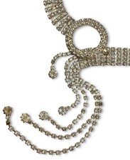 Vintage 1980’s Glamorous Silver Tone Rhinestones Drape Waterfall Belt 39” picture