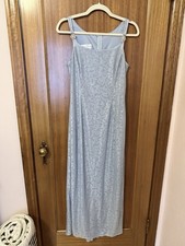 Jessica McClintock Gunne Sax Blue Floral Jacquard Long Dress Square Neck picture