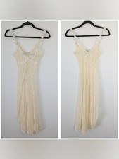 VTG Claire Pettibone Sheer Lace Slip Dress XS Nightgown Babydoll Butter Yellow picture