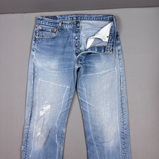 Vintage Levis 501 Jeans Mens 32x36 Blue 90s Made USA Repaired Thrashed Destroyed picture