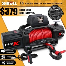 X-BULL Electric Winch 14500LBS 12V Synthetic Rope Towing Truck Trailer Winch 4WD picture