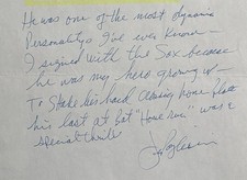 JIM PAGLIARONI BOSTON RED SOX Letter On TED WILLIAMS Last At Bat HR/BAS COA⚾️ picture