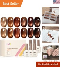 GAOY Glitter Cat Eye Gel Nail Polish Set with Magnet, 6 Colors Brown Green Purpl picture